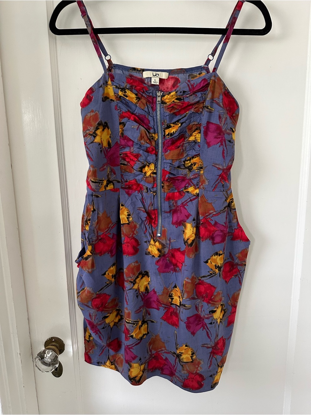 Blueish Purple abstract floral print mini dress